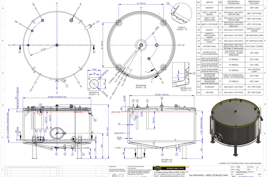 standard stainless tank diagra