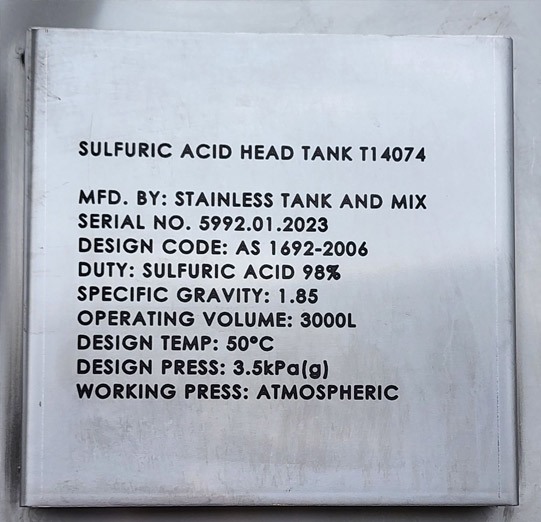 sulfuric acid head tank